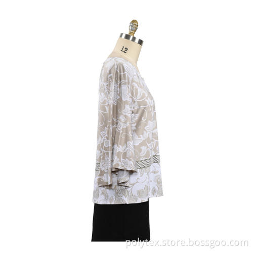 printing casual T-shirt Bell Sleeve